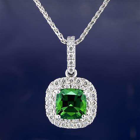Genuine Emerald Halo Diamond Necklace Pendant Gold Or Platinum Sarkisians Jewelry