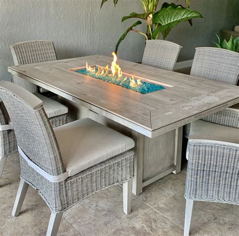 This fire pit is powered by one of our 37 round electronic ignition inserts by hpc. The Vintage Grey Dining Fire Pit - Rectangular | Patio And ...