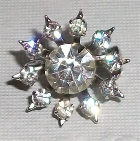 Vintage Scatter Pin Brooch Silver Tone Clear Rhinestones Prong Set Ebay