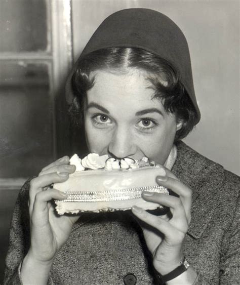 Julie Andrews Seen Eating A Slice Of Her Birthday Cake In 1955