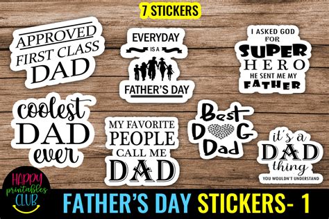 Fathers Day Stickers Dad Stickers Graphic By Happy Printables Club