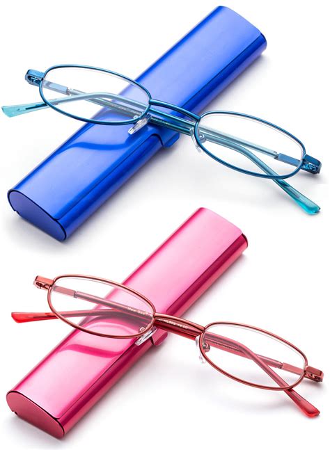 Compact Reading Glasses Portable Lightweight Readers In Aluminum Case For Travel Ebay