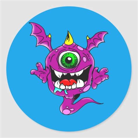 Cute Purple People Eater Monster Classic Round Sticker Zazzle Scary