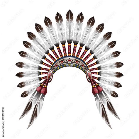 Vecteur Stock Native American Indian Headdress Red Indian Tribal Chief