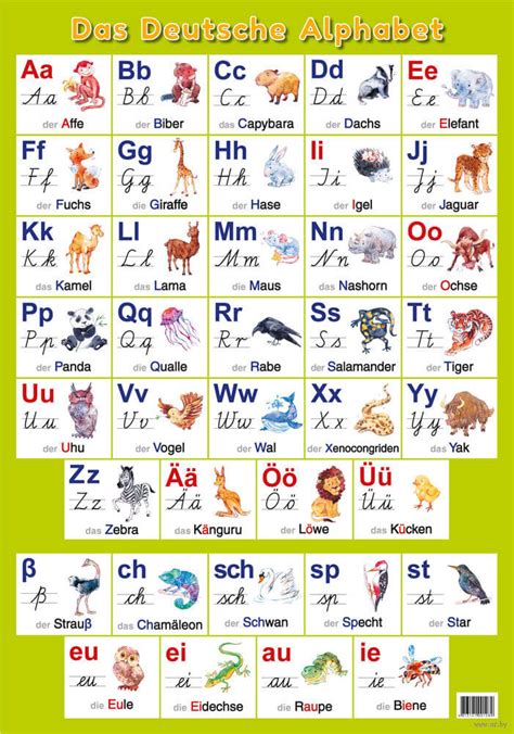 Немецкий алфавит для детей по порядку с иллюстрациями
