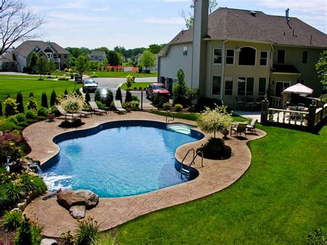 Pool Town NJ inground swimming pools with pool landscaping www ...