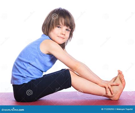 Boy Practice Yoga Stock Image Image Of White Child 71229293