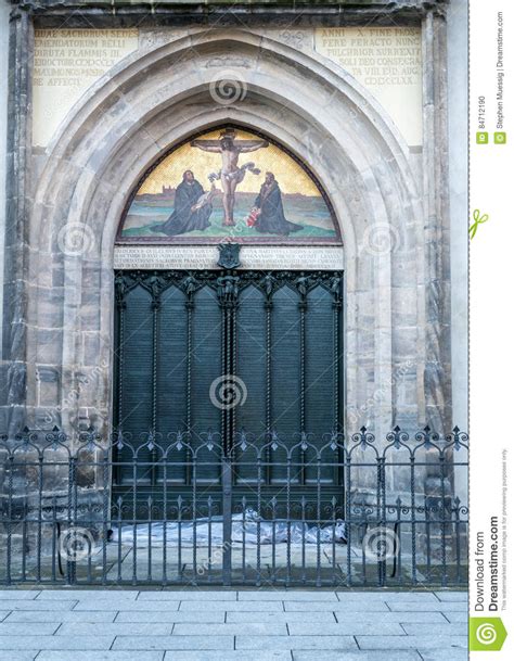 Wittenberg De Beroemde Deur Bij De Al Kerk Van Heilige