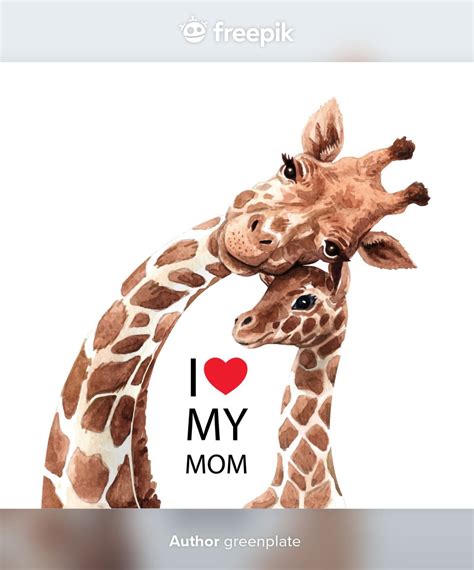 Cute Giraffe Mom And Baby In Watercolor In 2021 Giraffe Illustration