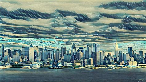 Drawing Cityscape Artwork Sky Wallpapers Hd Desktop And Mobile