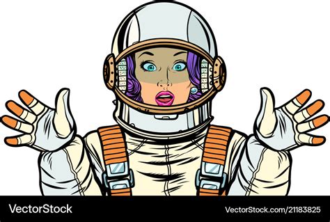 Astronaut Woman Surprised Pop Art Royalty Free Vector Image