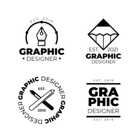 Coleção De Logotipo De Designer Gráfico De Design Plano Vetor Grátis