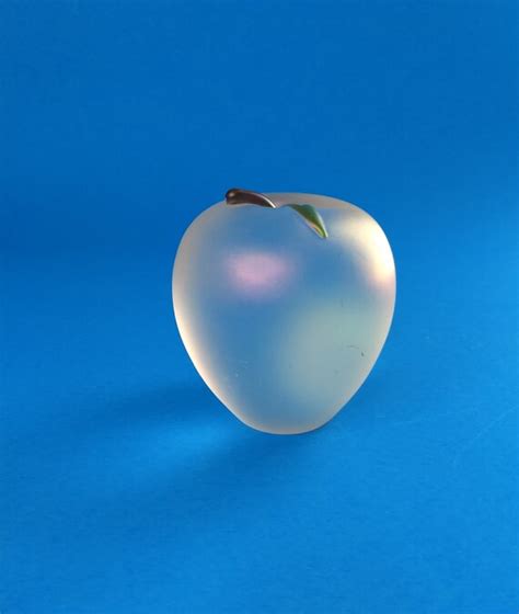Zellique Studios Iridescent Art Glass Apple Paperweight Artist Etsy