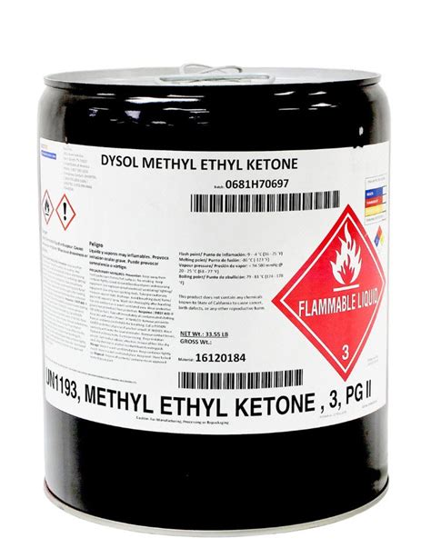 Mek Astm D740 11 Type I Clear Methyl Ethyl Ketone Solvent 5 Gallon P
