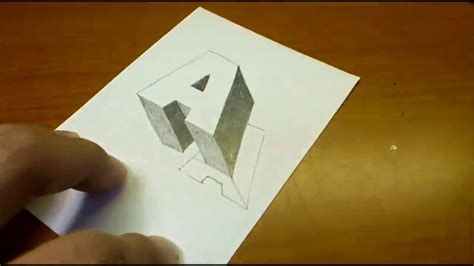 Very Easy How To Drawing 3d Floating Letter A Youtube