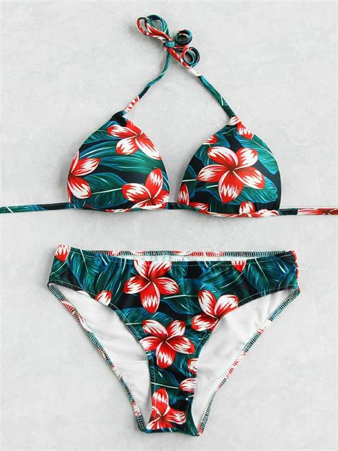 Shop Jungle Print Triangle Bikini Set Online Shein Offers Jungle Print