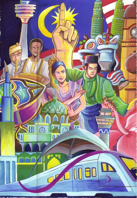 Lukisan Perpaduan Poster Perpaduan Kaum Di Malaysia Cartoon E Folio