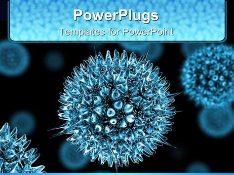 Powerpoint Template 3d Blue Viruses On Dark Colored Background With