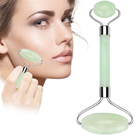 Anti Aging Jade Roller Therapy 100 Natural Jade Facial Roller Double Neck Healing Slimming