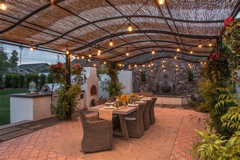 Arcadia Spanish Colonial Outdoor Dining And Steel Pergola