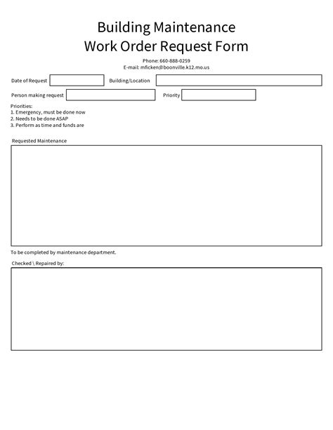 Free Printable Maintenance Work Order Forms