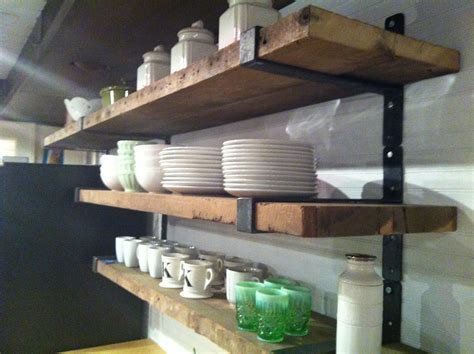 Choose from a wide selection of metal wire shelving for your kitchen or restaurant from. Rustic wood shelves with metal straps. Like this with all ...