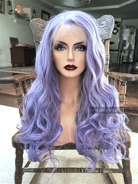 Lavender Wig Lace Front Long And Curly Pastel Purple Cosplay Etsy