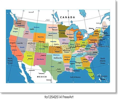 Free Art Print Of United States Map Vector Colorful Usa Map With