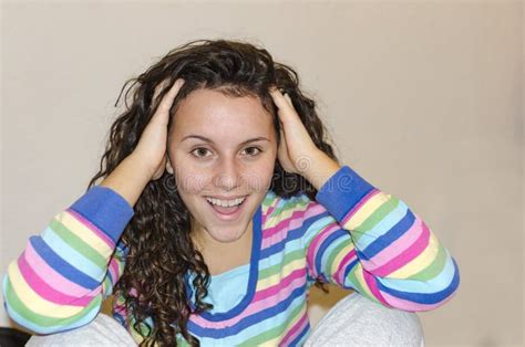 Portrait Of Surprised Young Teen Woman Stock Photo Image Of People