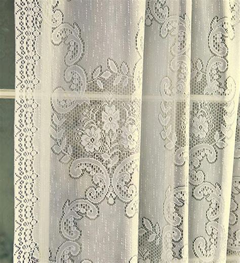 72 L Easy Care Polyester Vanessa Lace Curtains With Scalloped Edge And