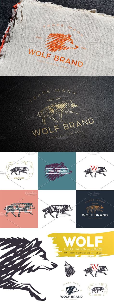 The Wolf Brand Logo Is Shown In Several Different Colors