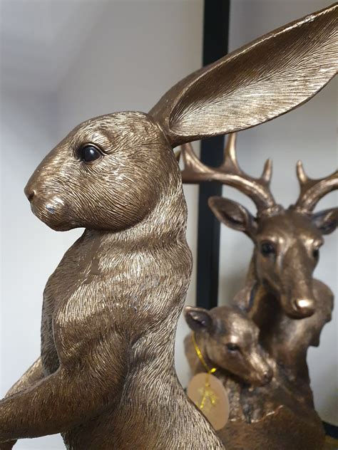 Large Standing Hare Bronzed Ornament The Loft