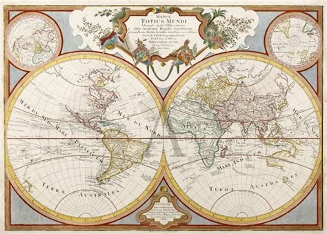 Mappa totius mundi adornata juxta observationes - Antique Print Map Room