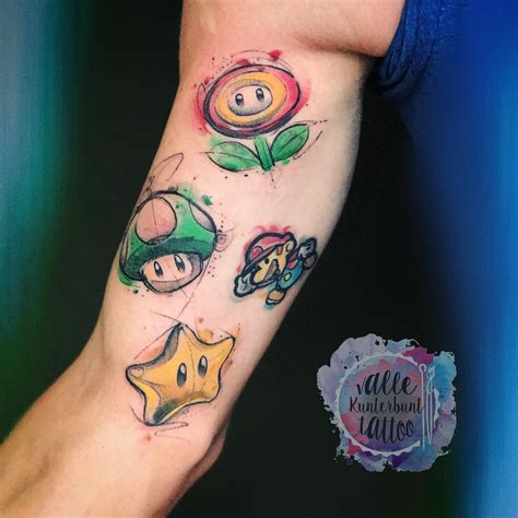 Mario Mushroom Tattoo Mario Mushroom Glitter Tattoo Stencil Henna