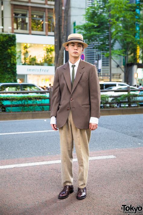 Japanese Hair Stylist Wearing Dapper Vintage Streetwear Style In Harajuku Tokyo Fashion