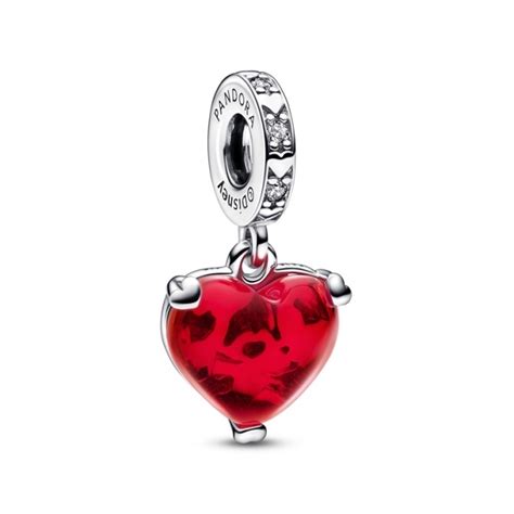 Pandora Disney Mickey And Minnie Mouse Kiss Red Murano Glass Dangle Charm