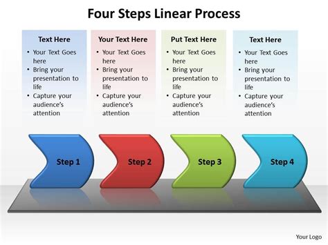 Four Steps Linear Process Powerpoint Diagram Templates