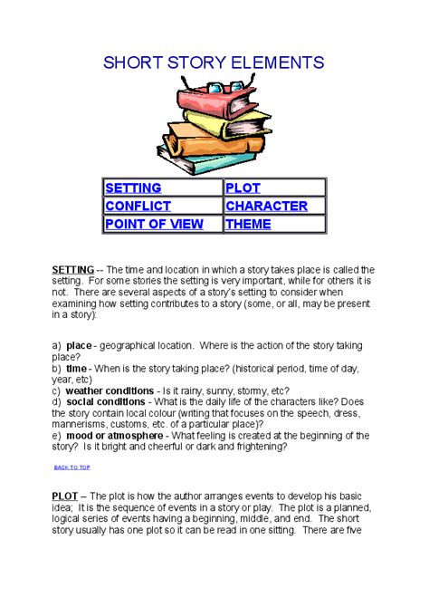Doc Short Story Elements Setting Plot Conflict Character Point Of
