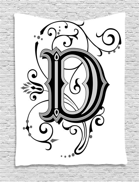 Letter D Tapestry Initial Letter From Medieval Scrolls