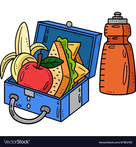 Lunch Box Cartoon Colored Clipart Royalty Free Vector Image