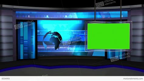 News Tv Studio Set 13 Virtual Background Loop Stock