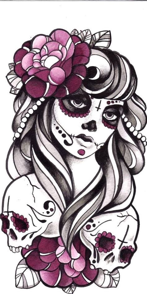 Pin By Elizabeth Hickey On Tattoo Designs Sugar Skull Artwork Sugar Skull Drawing Skull Girl
