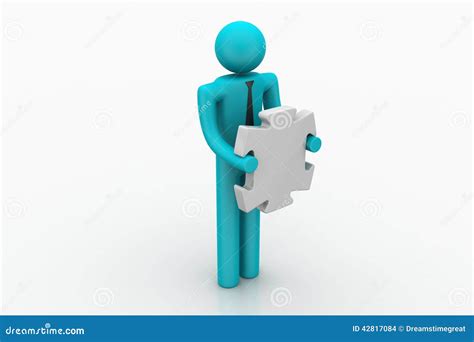 3d Man With A Piece Of Puzzle Stock Illustration Illustration Of