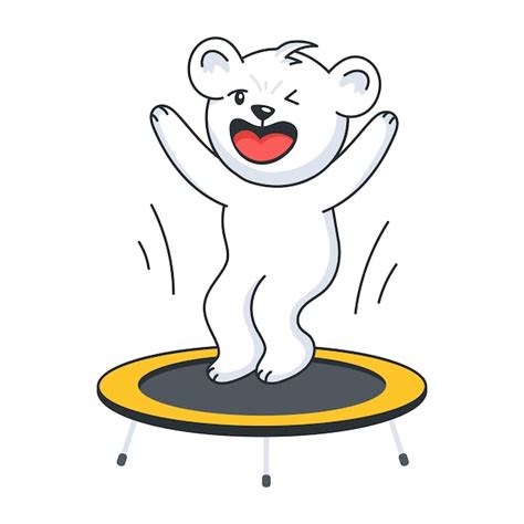 Premium Vector Happy Bear Doing Trampoline Jump Flat Sticker