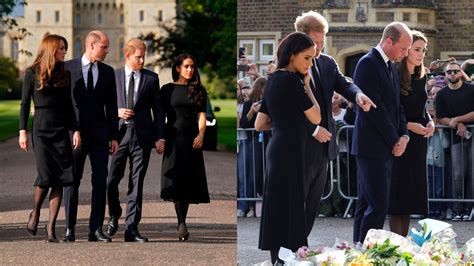 Meghan Markle Prince Harry Join Prince William And Kate Middleton In Windsor After Queens Demise