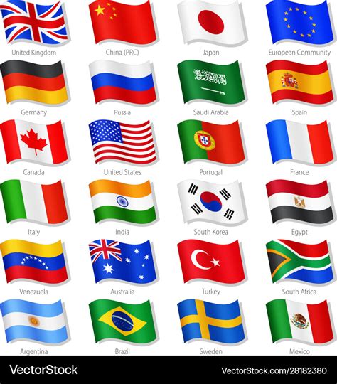 World Top Countries National Flags Royalty Free Vector Image