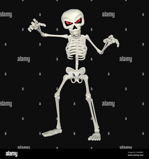 Illustration Of A Scary Skeleton Cartoon Isolated On A Black Background