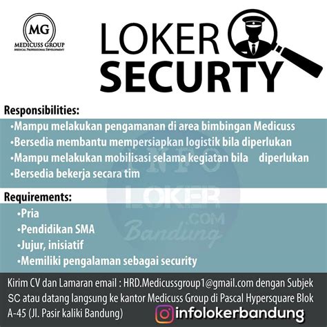 Check spelling or type a new query. Lowongan Kerja Security Medicuss Group Bandung Maret 2018 ...