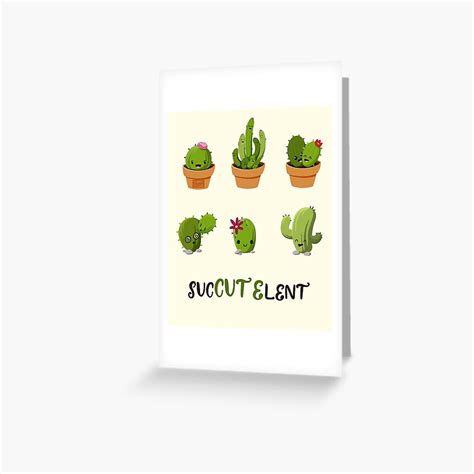 funny pun succutelent succulent cactus plant lover greeting card for sale by porcodiseno
