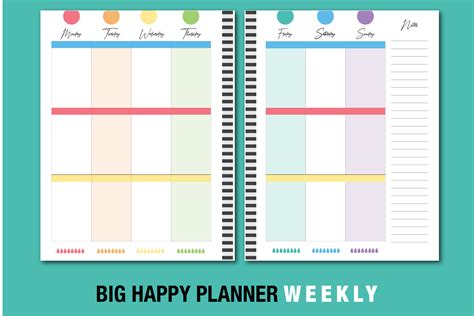 Happy Planner Printable Weekly Refills Rainbow Bright